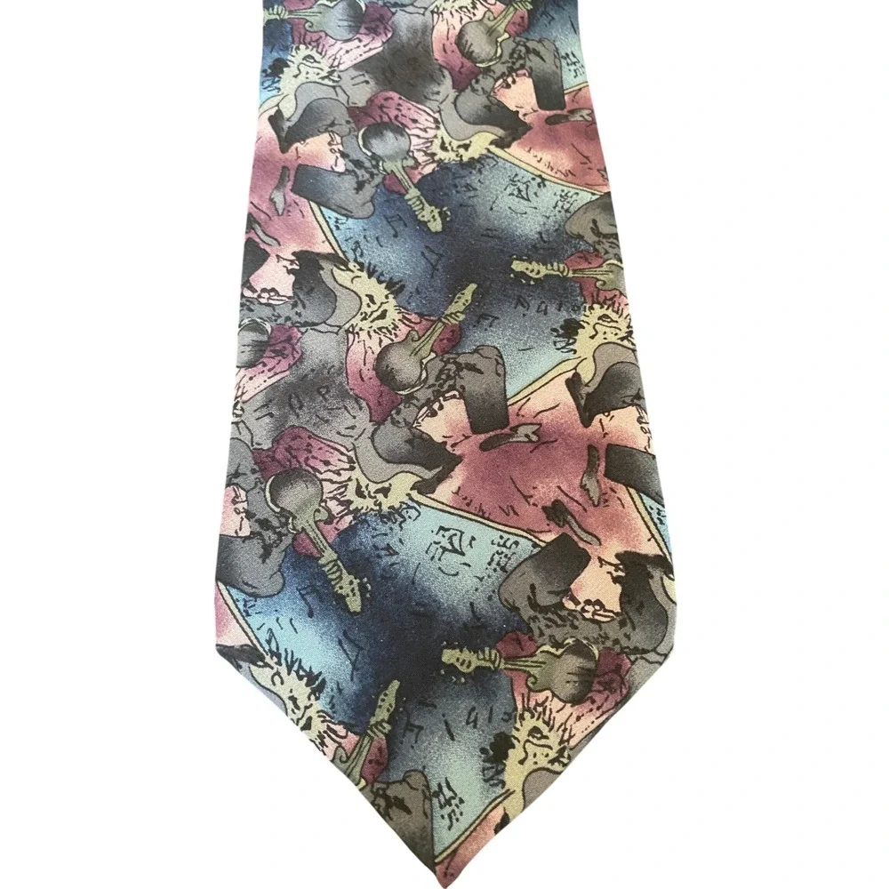 J. Garcia Silk‎ Tie Garcia Grisman Collection Eight Abstract Music Mandolin USA